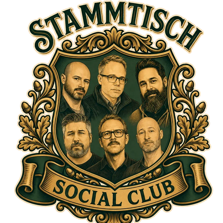 The Stammtisch Social Club crest, with its six member portraits